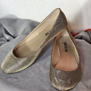 Lower East Side Gold Glitter Chelsea Dorado Fabric Upper Ballet Flat Size 7W